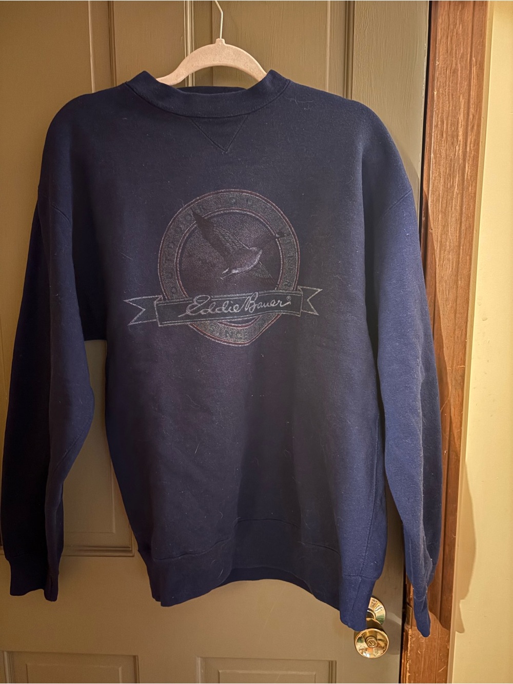 Vintage 1990s Eddie Bauer Navy Crewneck Sweatshirt Cotton Blend